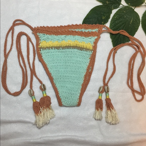 She Made Me Stevie Aqua Crocheted Swim Bottoms - Picture 5 of 8